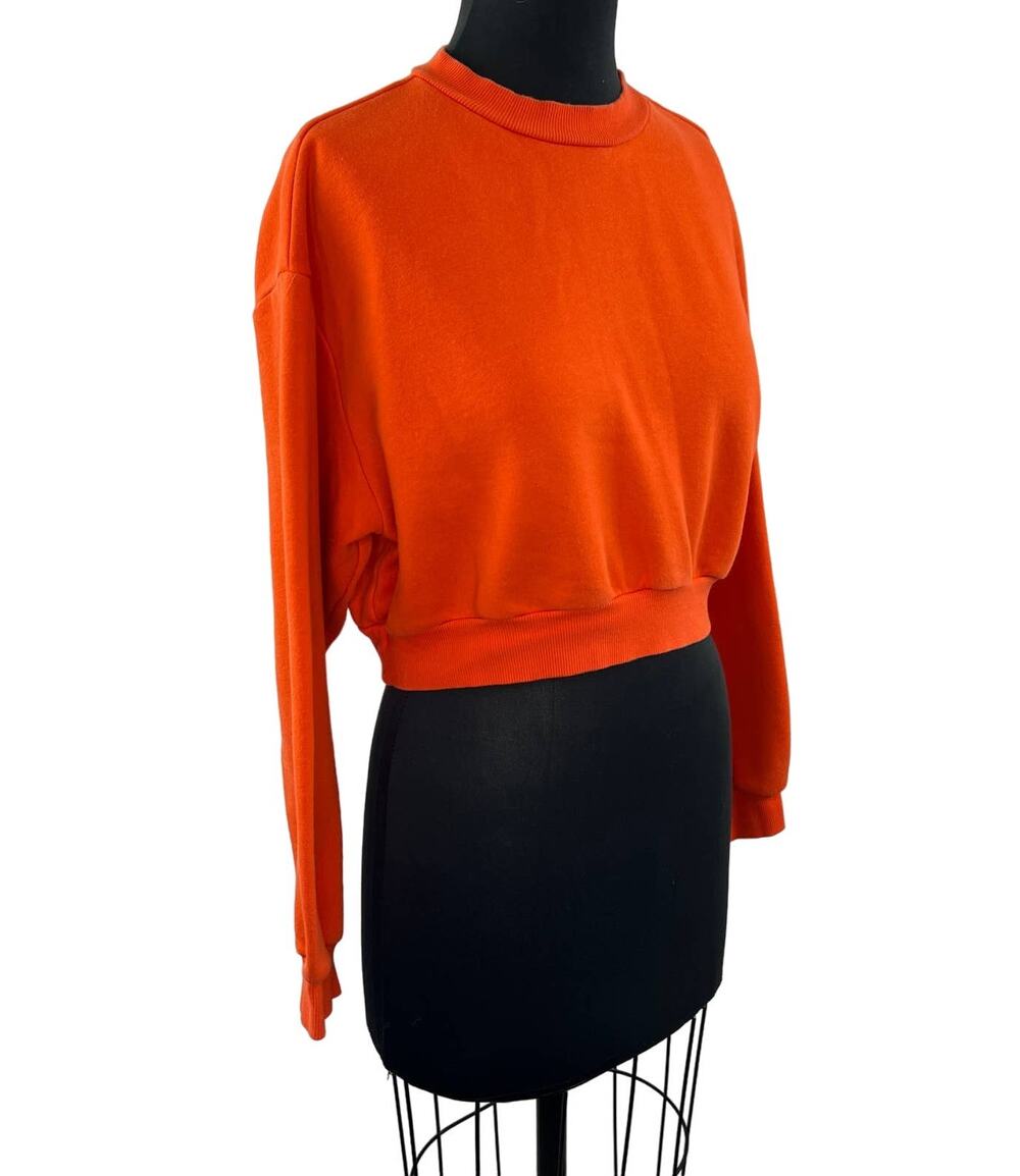 H&M Orange S Sweatshirt Mock Turtleneck Dropped Shoulders Long Sleeve Pullover